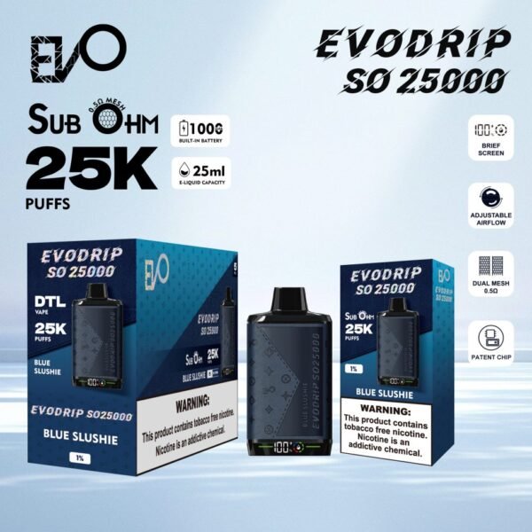 BLUE SLUSHIE EVODRIP SO25000 DISPOSABLE ( 5-PACK)