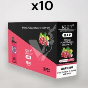 full box IGET Bar Banana Pomegranate Cherry Ice - Bulk Deal